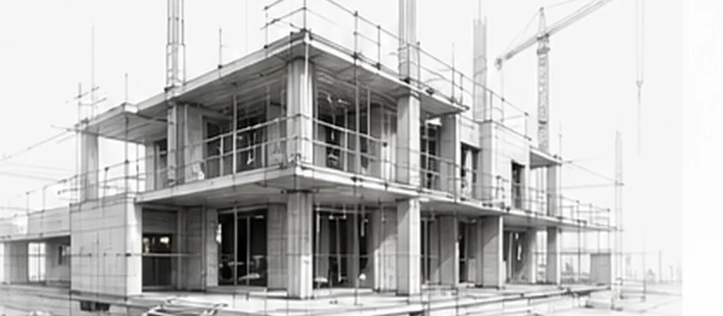 Modelo arquitectónico sobre planos técnicos